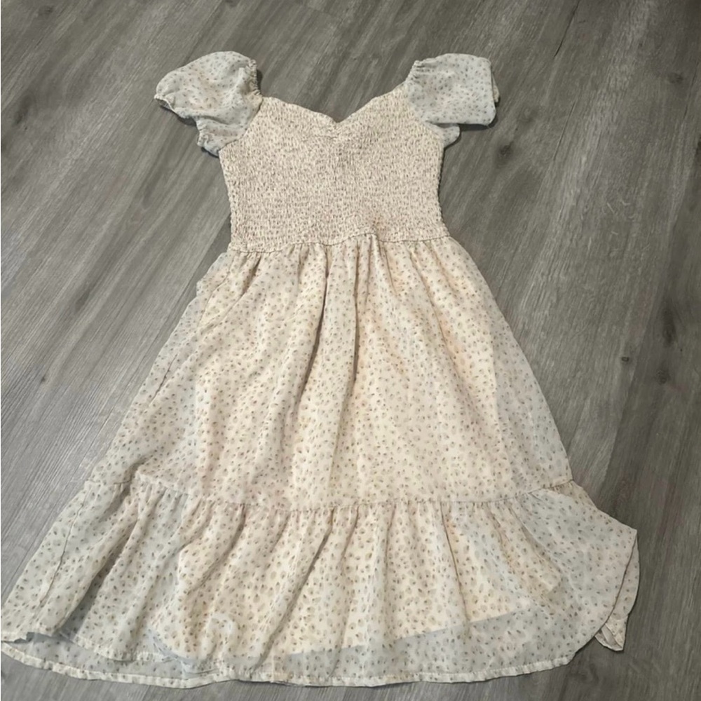 Jessica Simpson Cream Tiered Ruffled Sundress